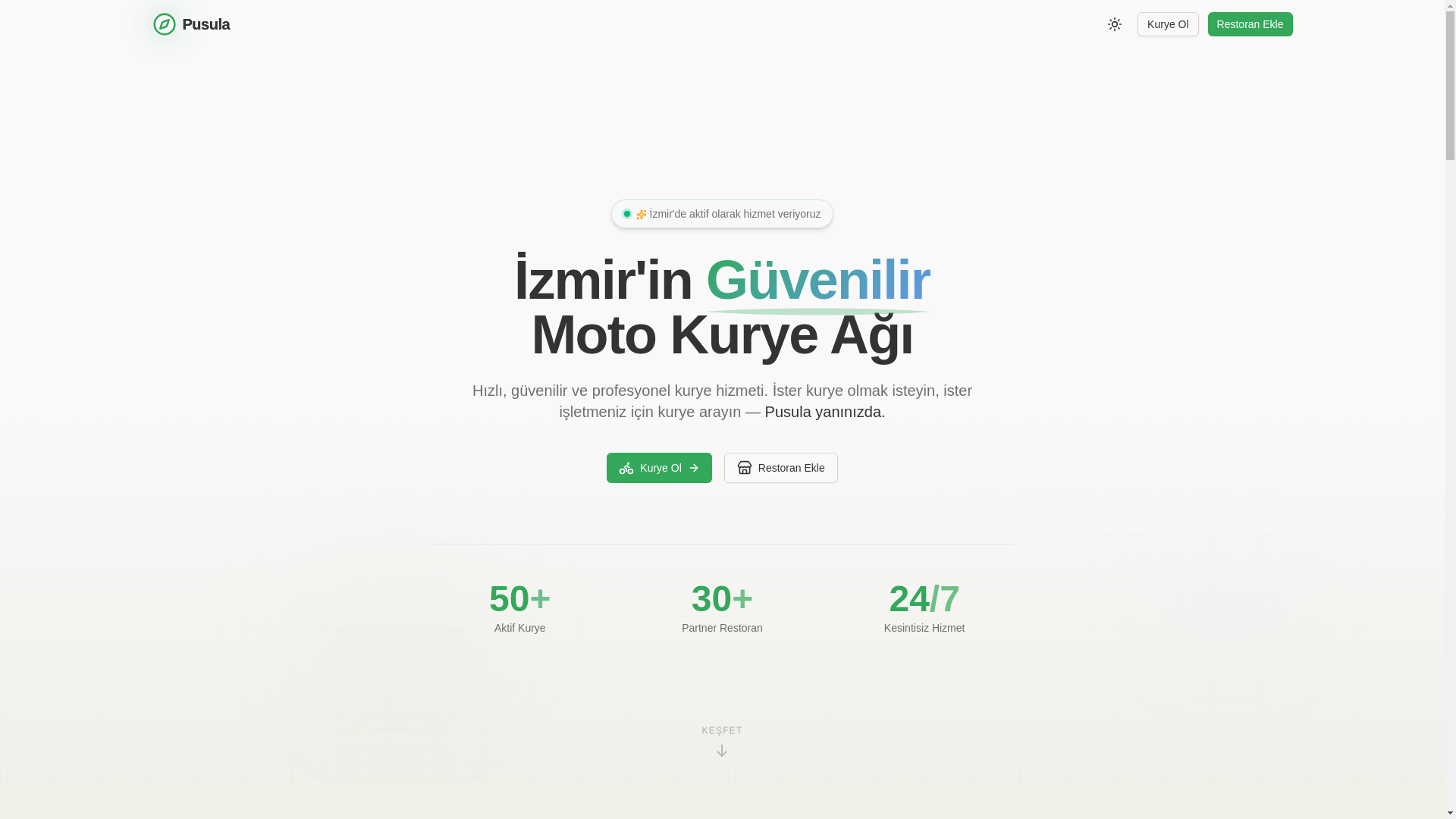 website screenshot of https://pusulamotokurye.com/