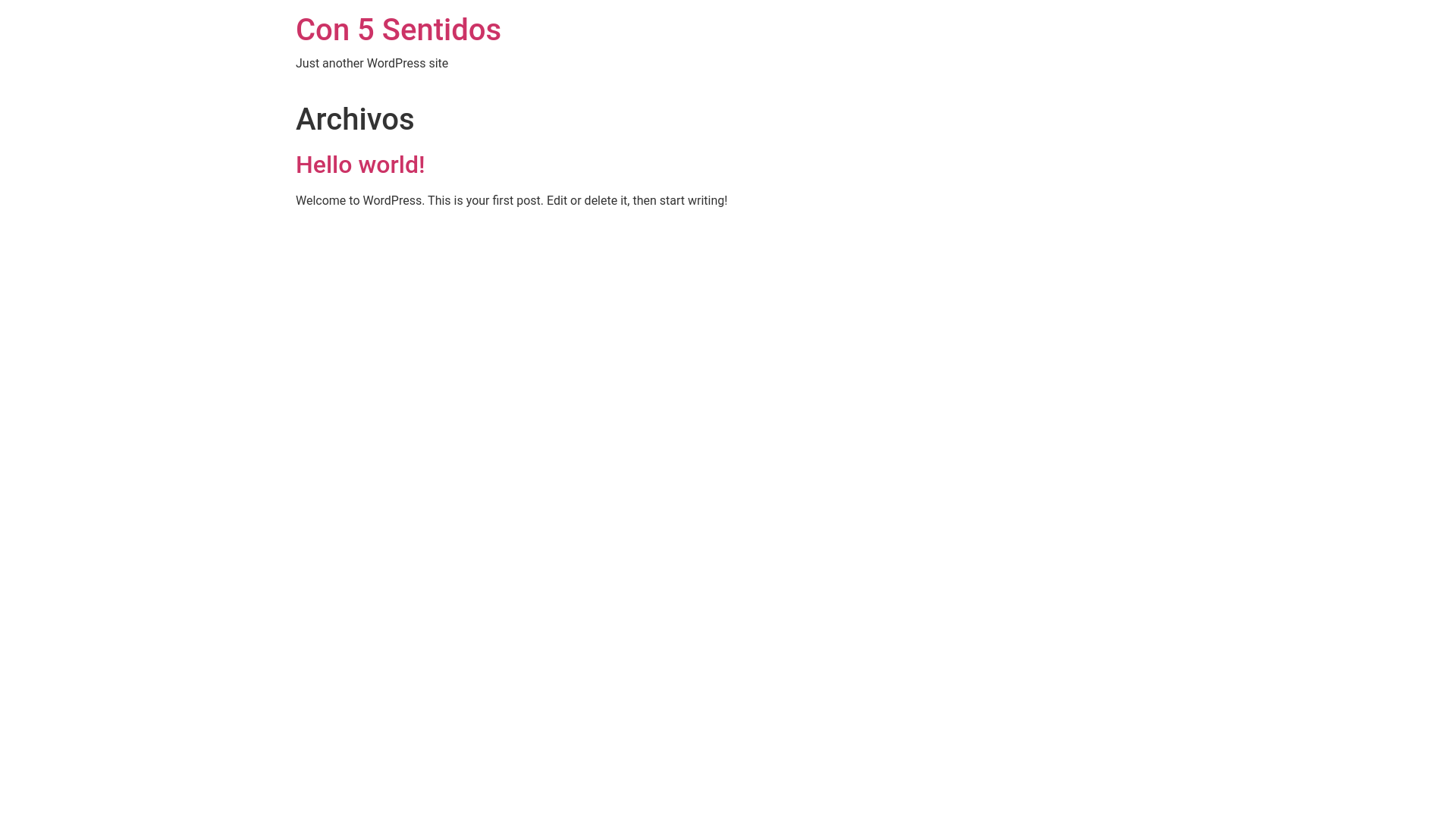 website screenshot of https://concincosentidosfood.com/