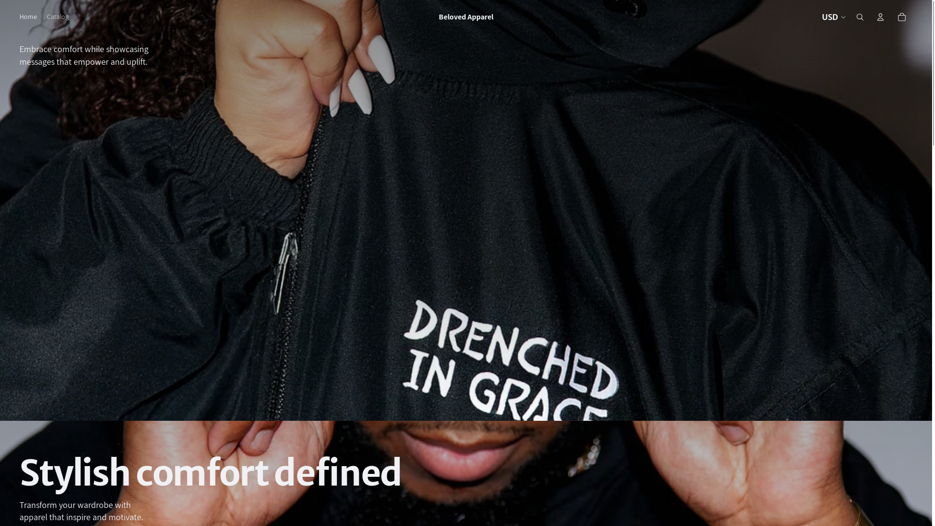 website screenshot of https://iambelovedapparel.com/