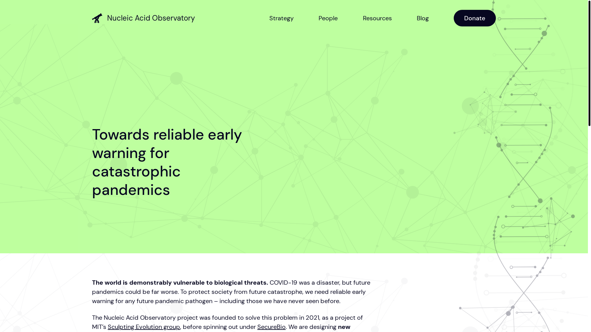 website screenshot of https://nucleicacidobservatory.pages.dev/