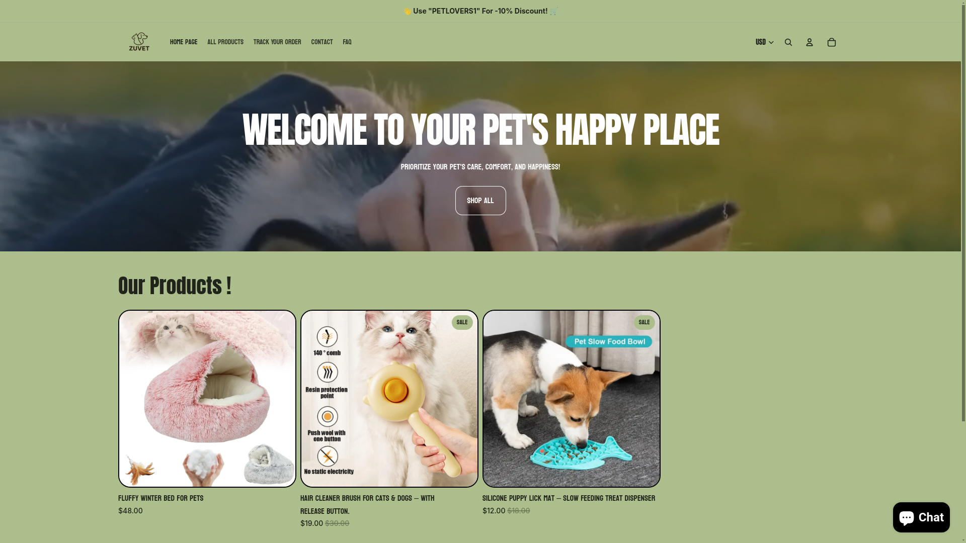 website screenshot of https://zuvetstore.com/
