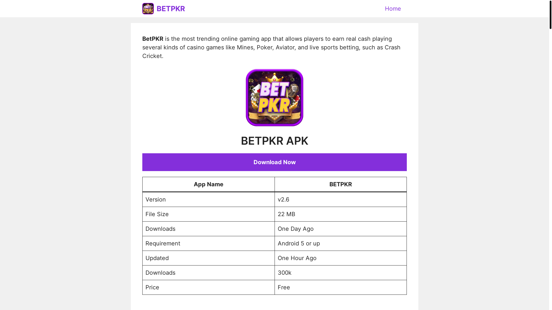 website screenshot of https://betpkrapk.com.pk/