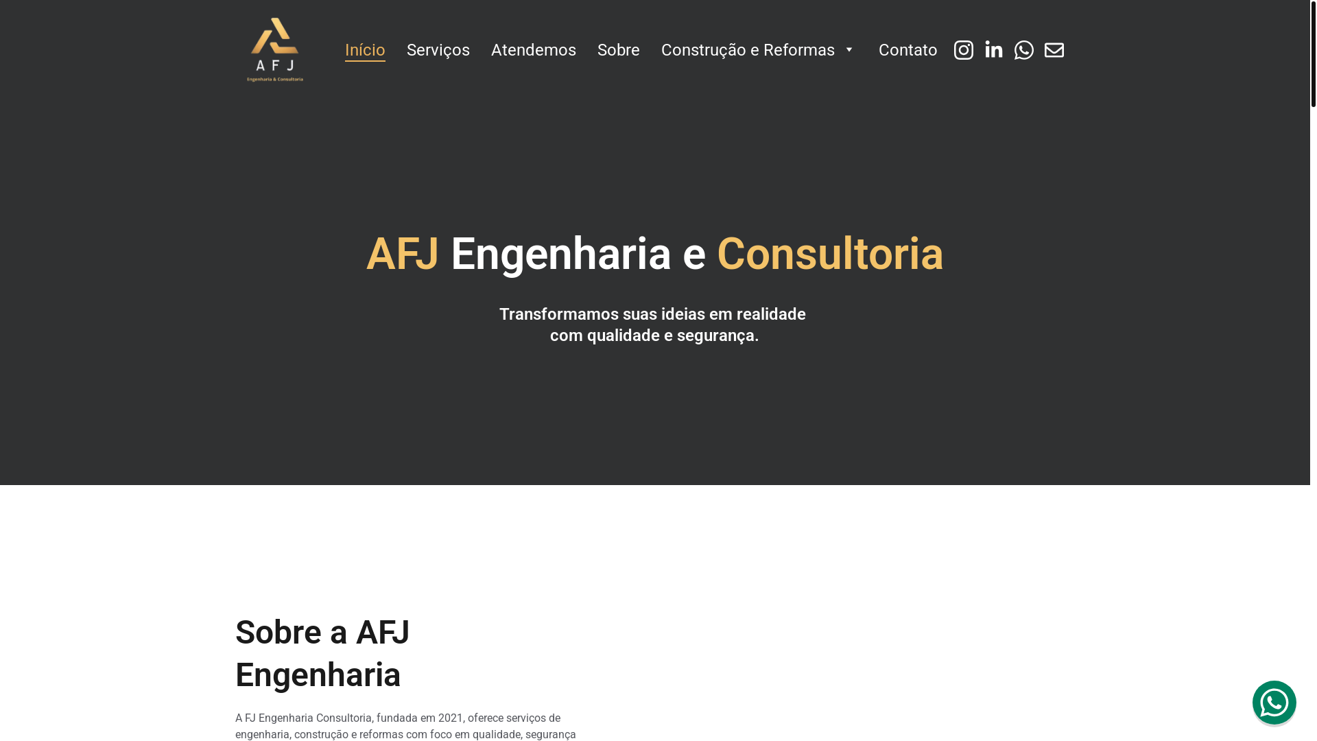 website screenshot of https://afjengenharia.com.br/