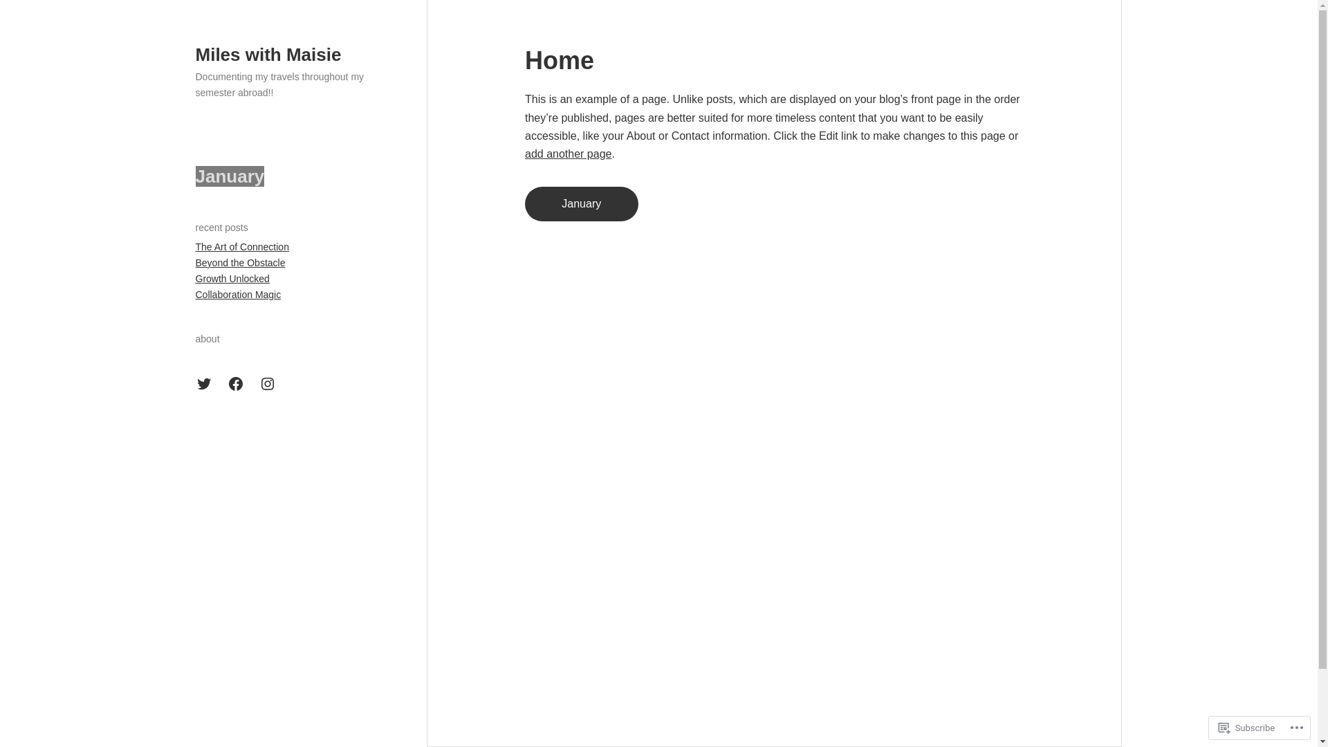 website screenshot of https://mileswithmaisie.blog/