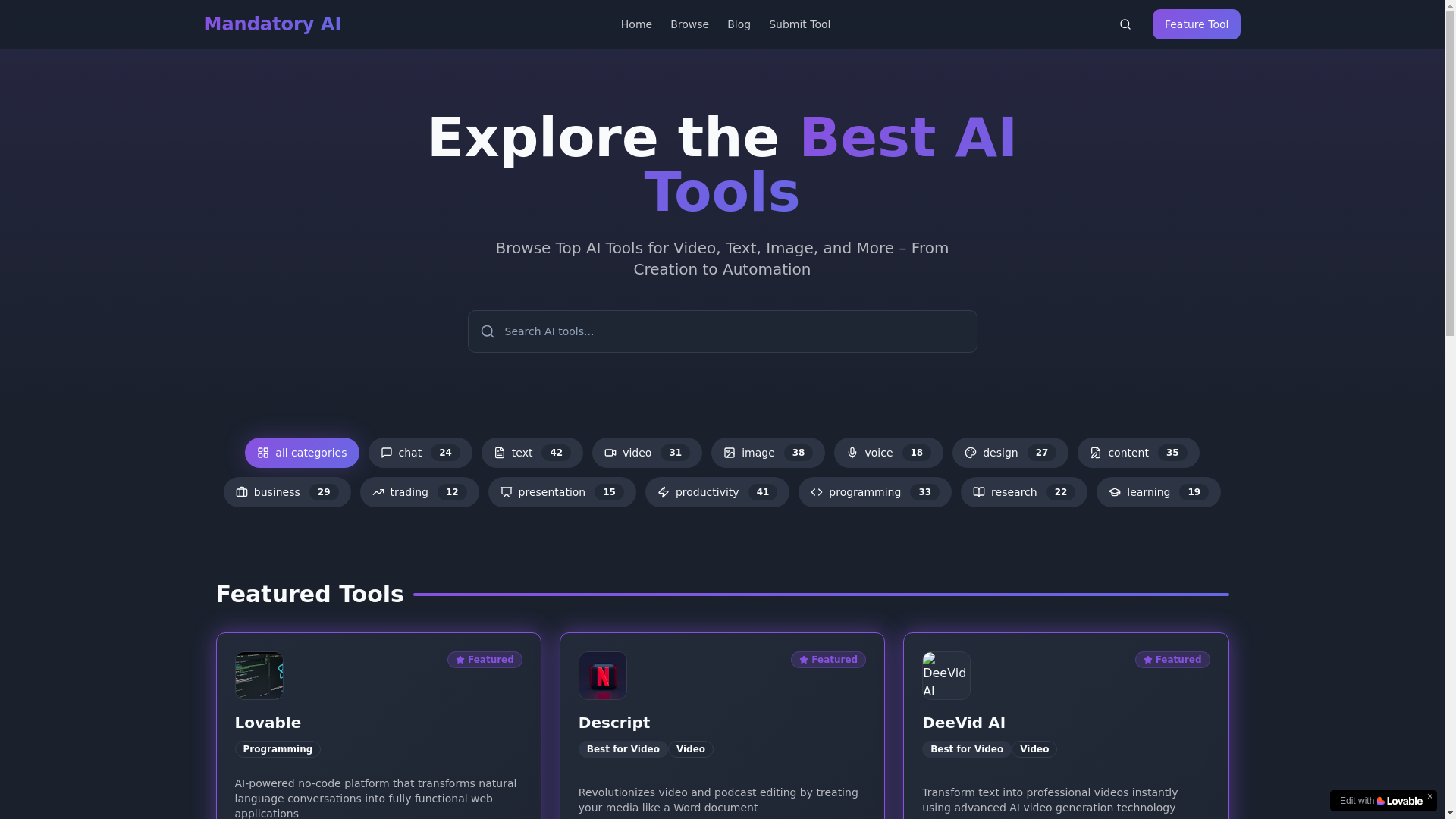 website screenshot of https://aigemfinder.com/