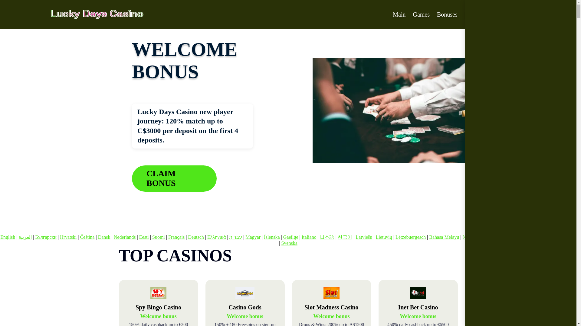 website screenshot of https://luckydays1.bond/
