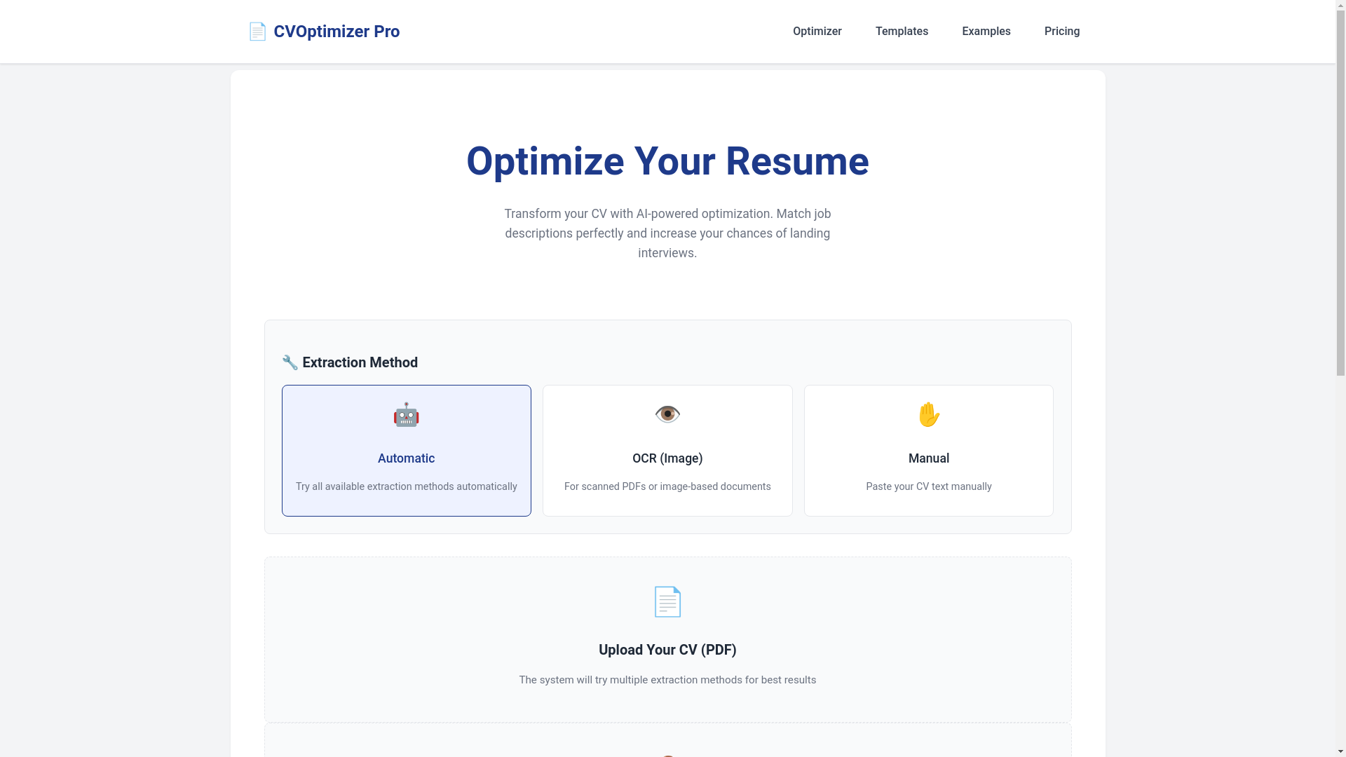 website screenshot of https://cvpass.ai/