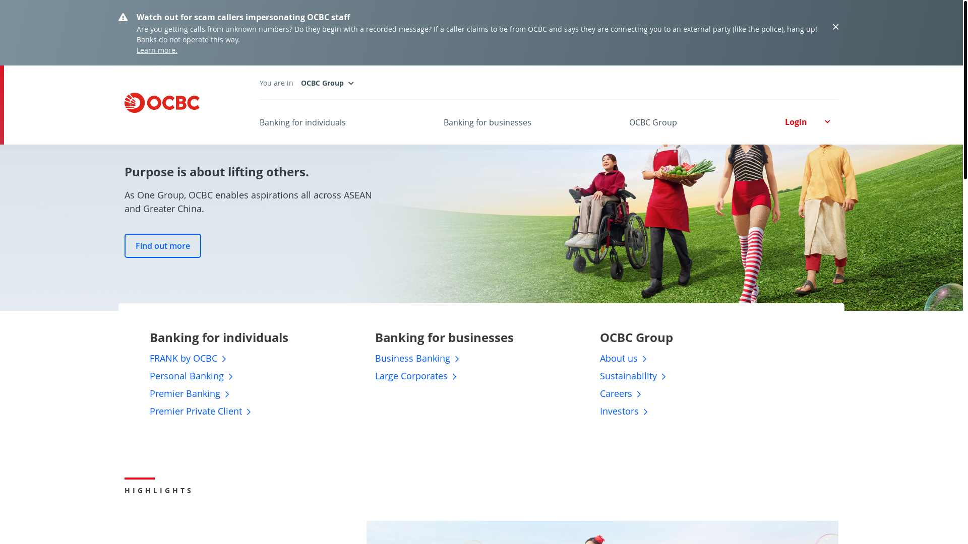website screenshot of https://www.ocbc.com/