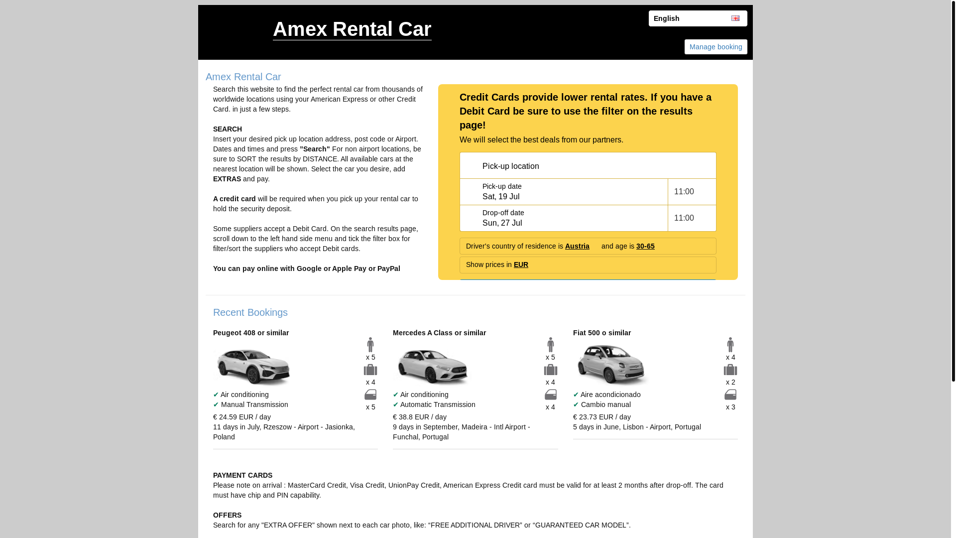 website screenshot of https://americancardrentalcar.com/