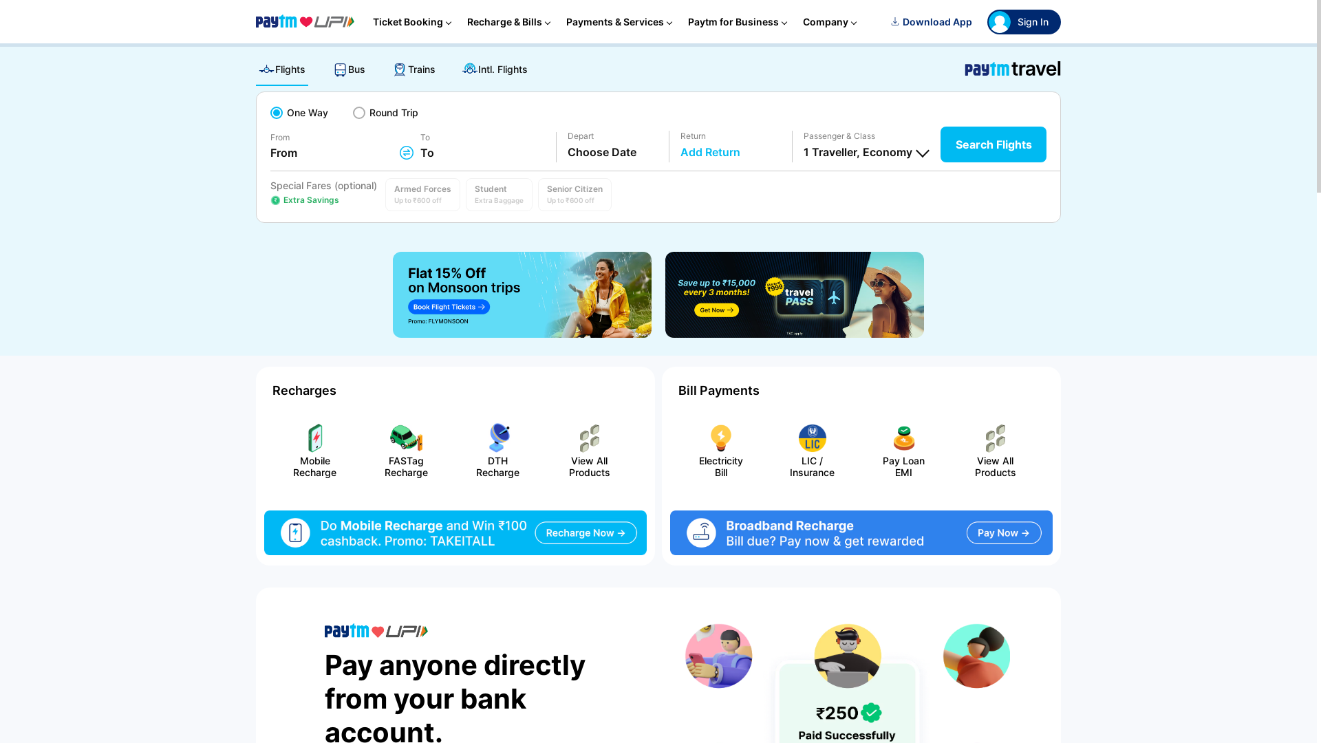 website screenshot of https://paytm.com/