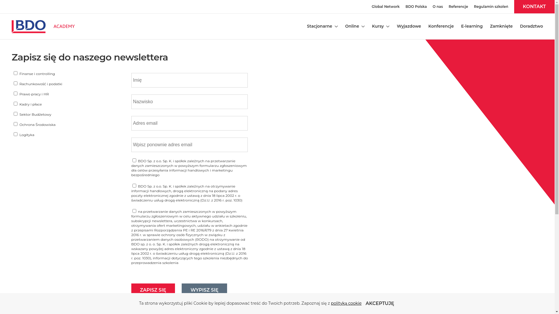 website screenshot of https://bdoakademia.eu/