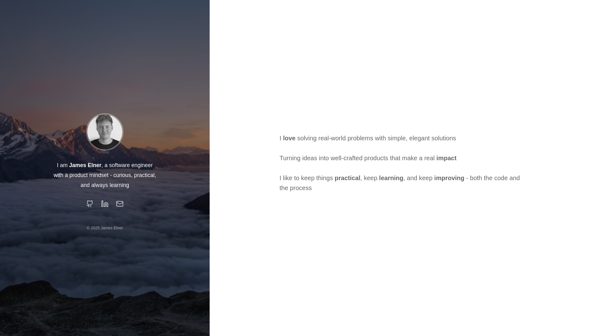 website screenshot of https://jameselner.co.uk/