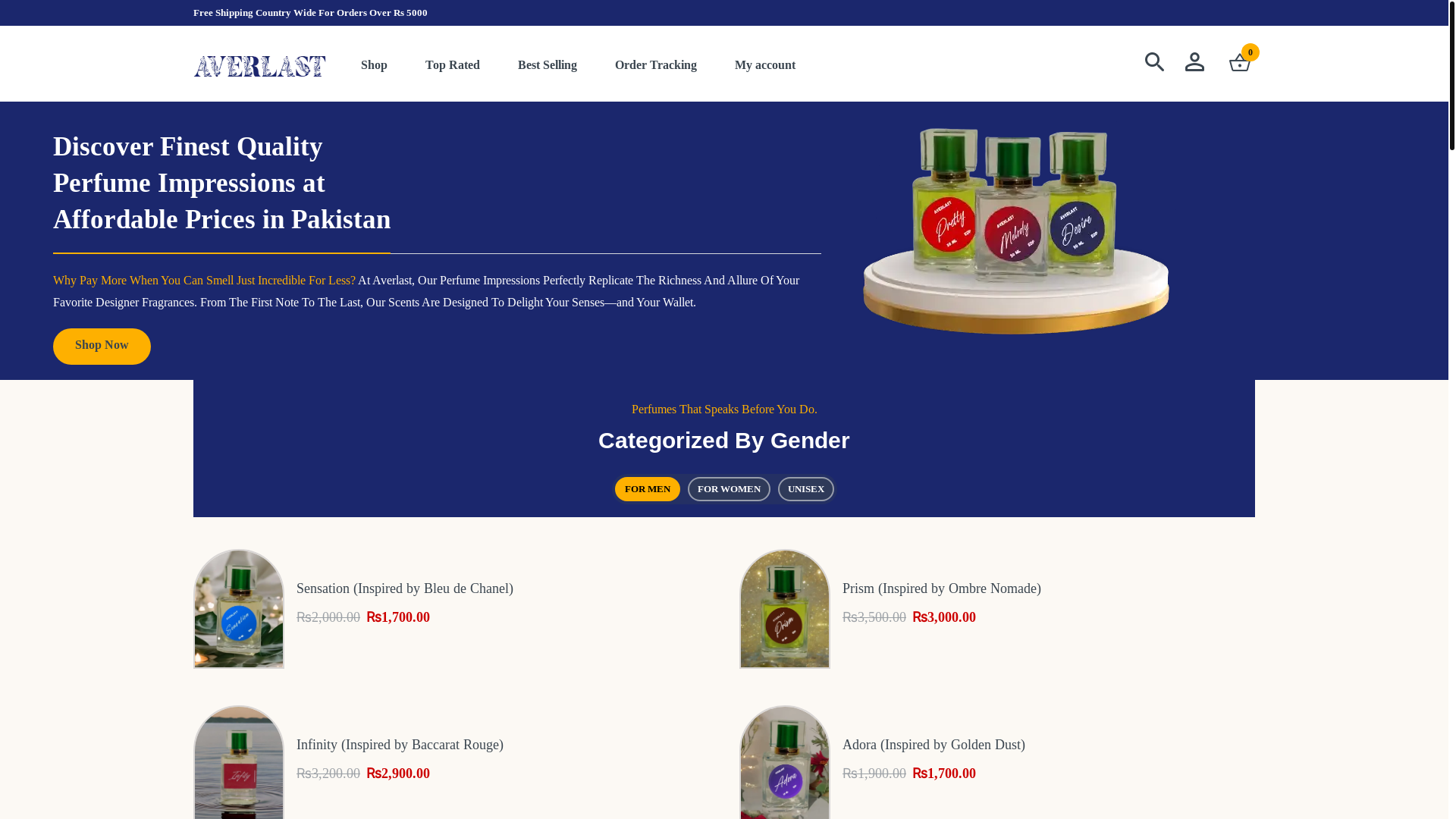 website screenshot of https://averlast.pk/