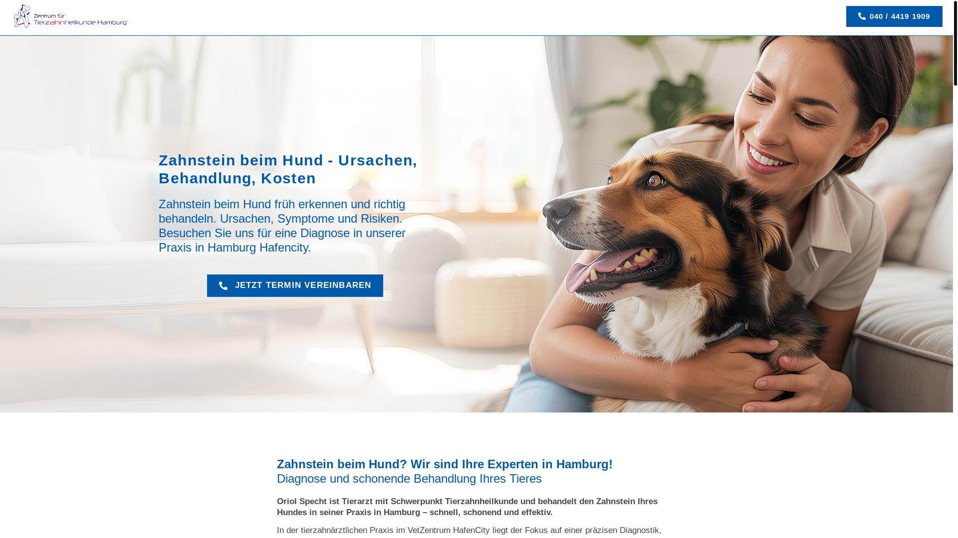 website screenshot of https://zahnstein-bei-hunden.com/