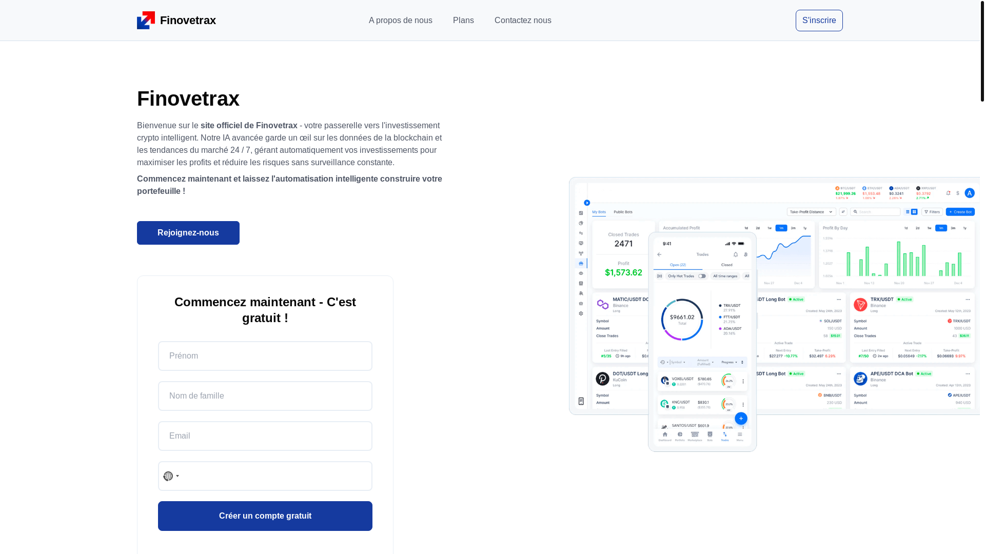 website screenshot of https://finovetrax.com/