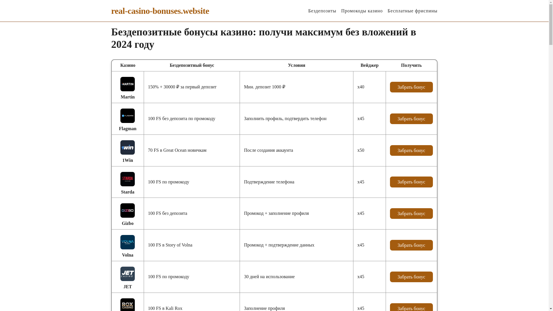 website screenshot of https://real-casino-bonuses.website/