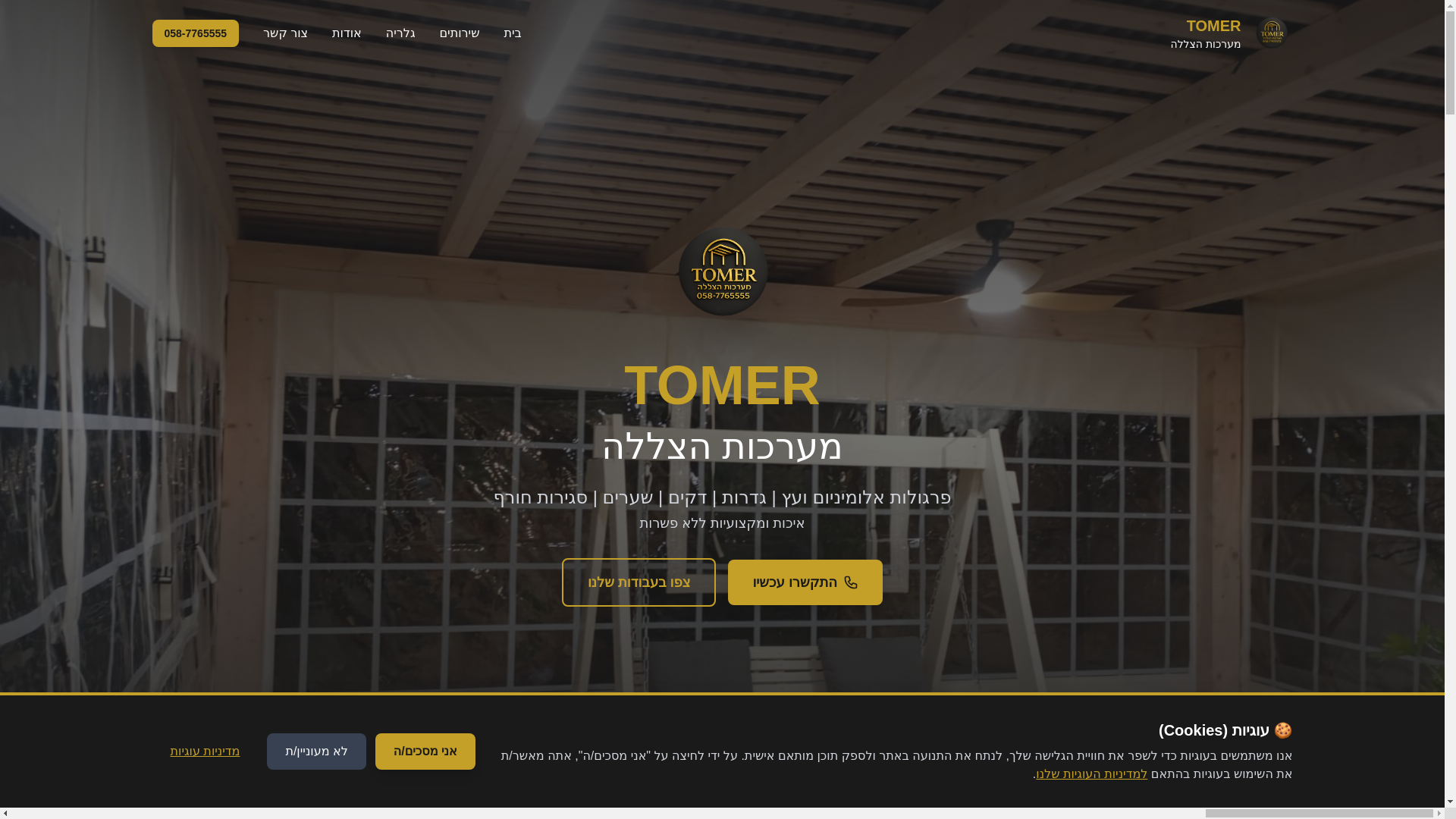 website screenshot of https://tomershades.co.il/