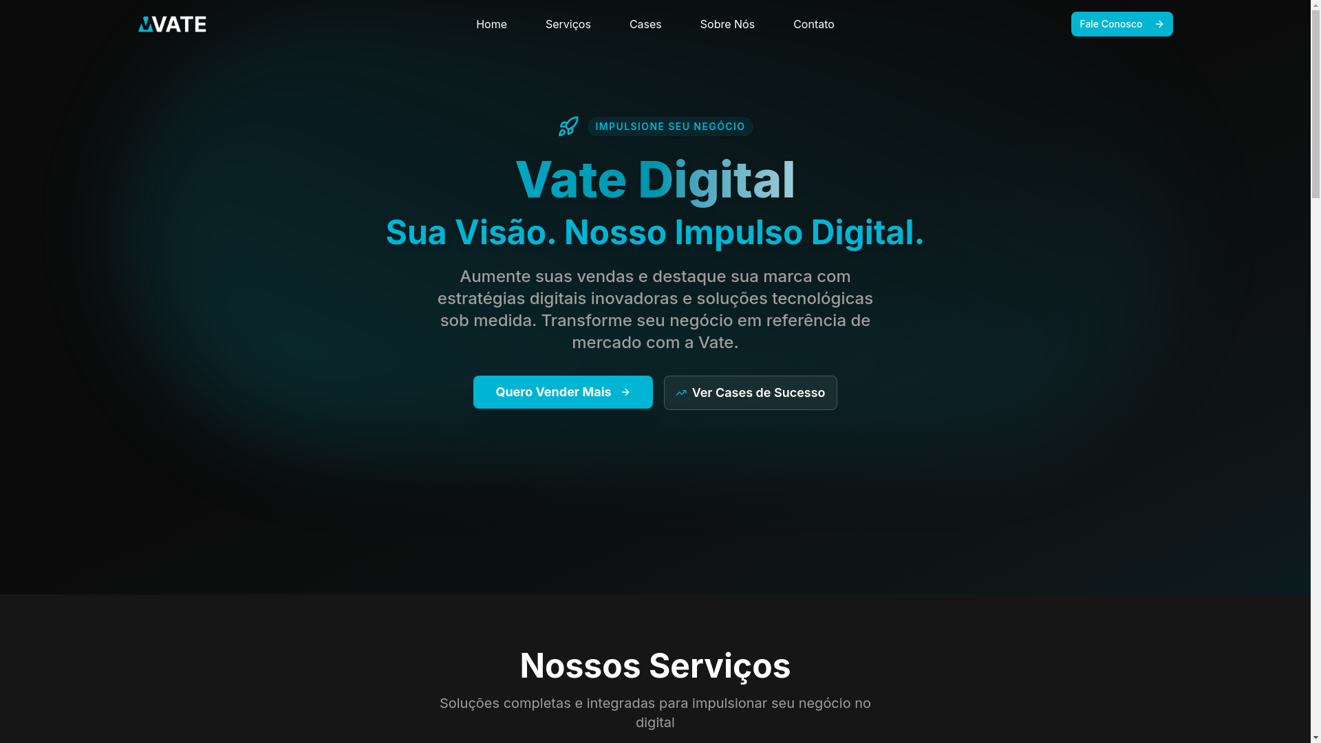 website screenshot of https://vatedigital.com.br/