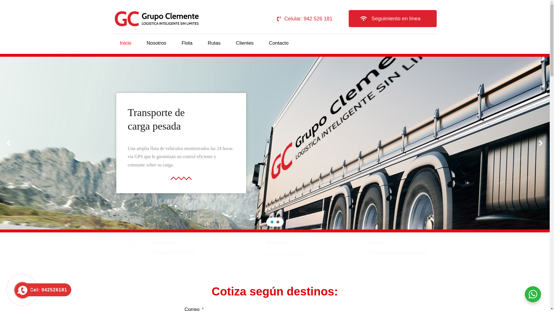 website screenshot of https://grupoclemente.pe/