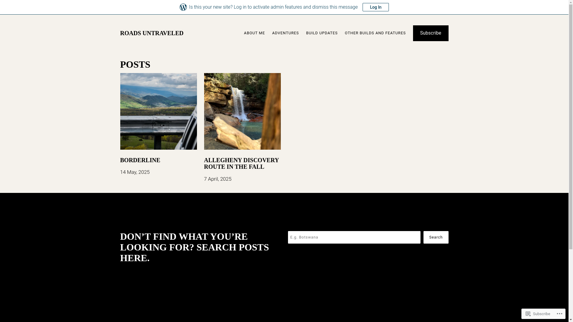 website screenshot of https://roads-untraveled.blog/