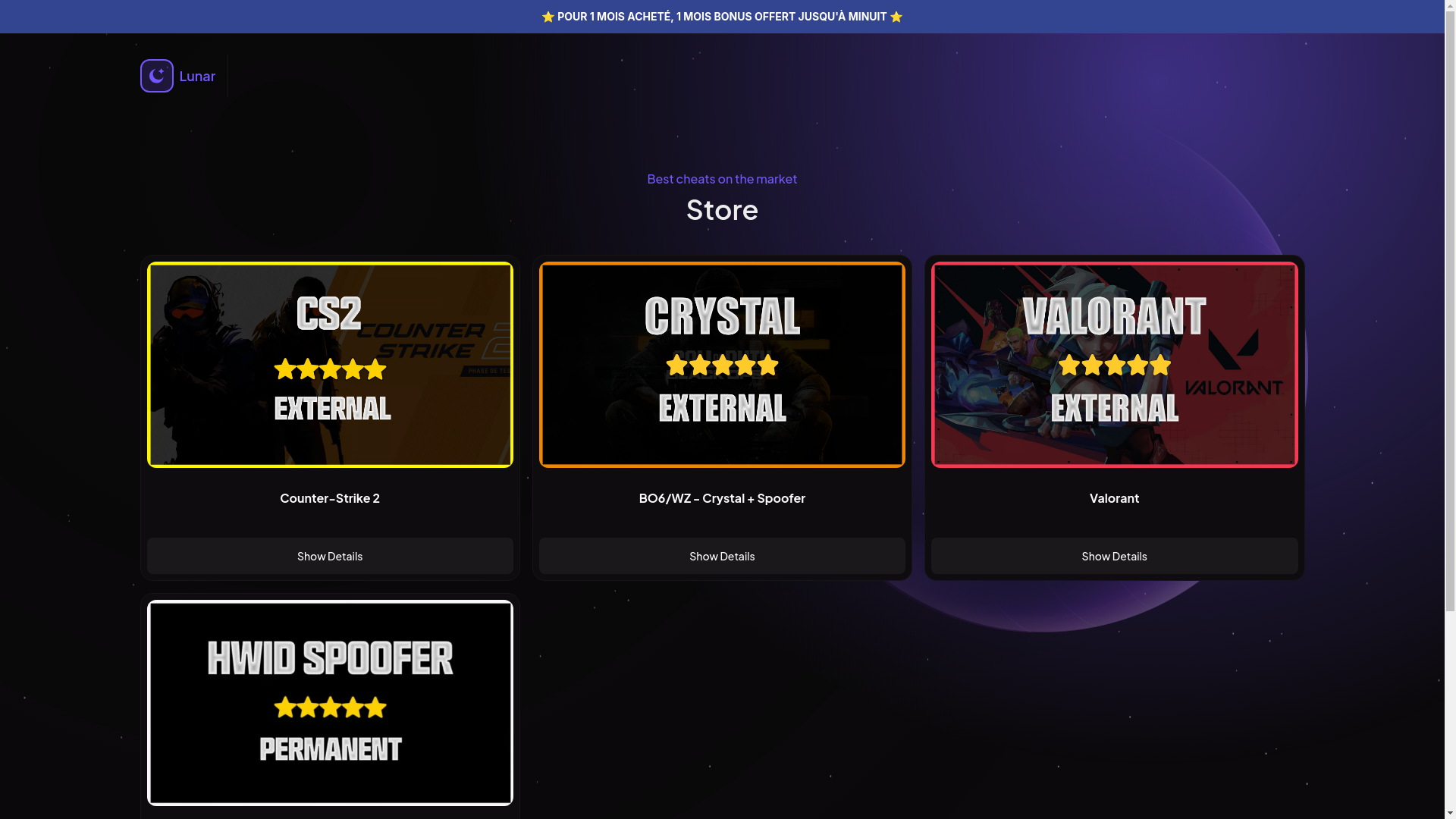 website screenshot of https://lunarcheats.pages.dev/