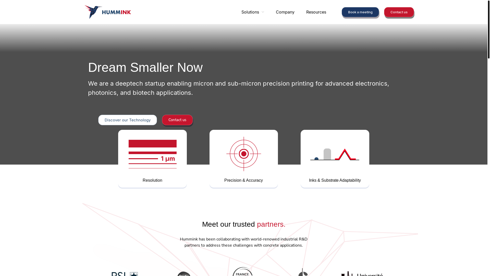 website screenshot of https://humminktech.com/