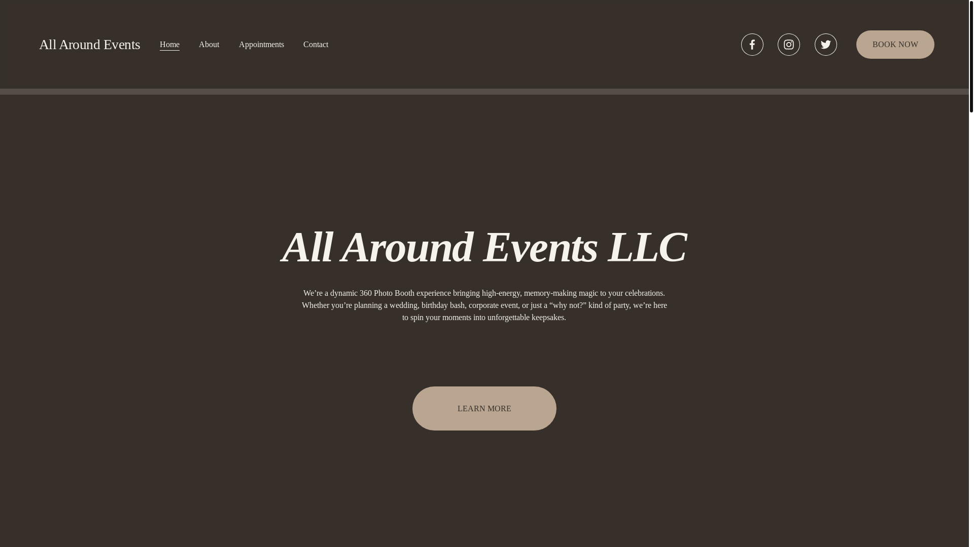 website screenshot of https://all-around-events.com/