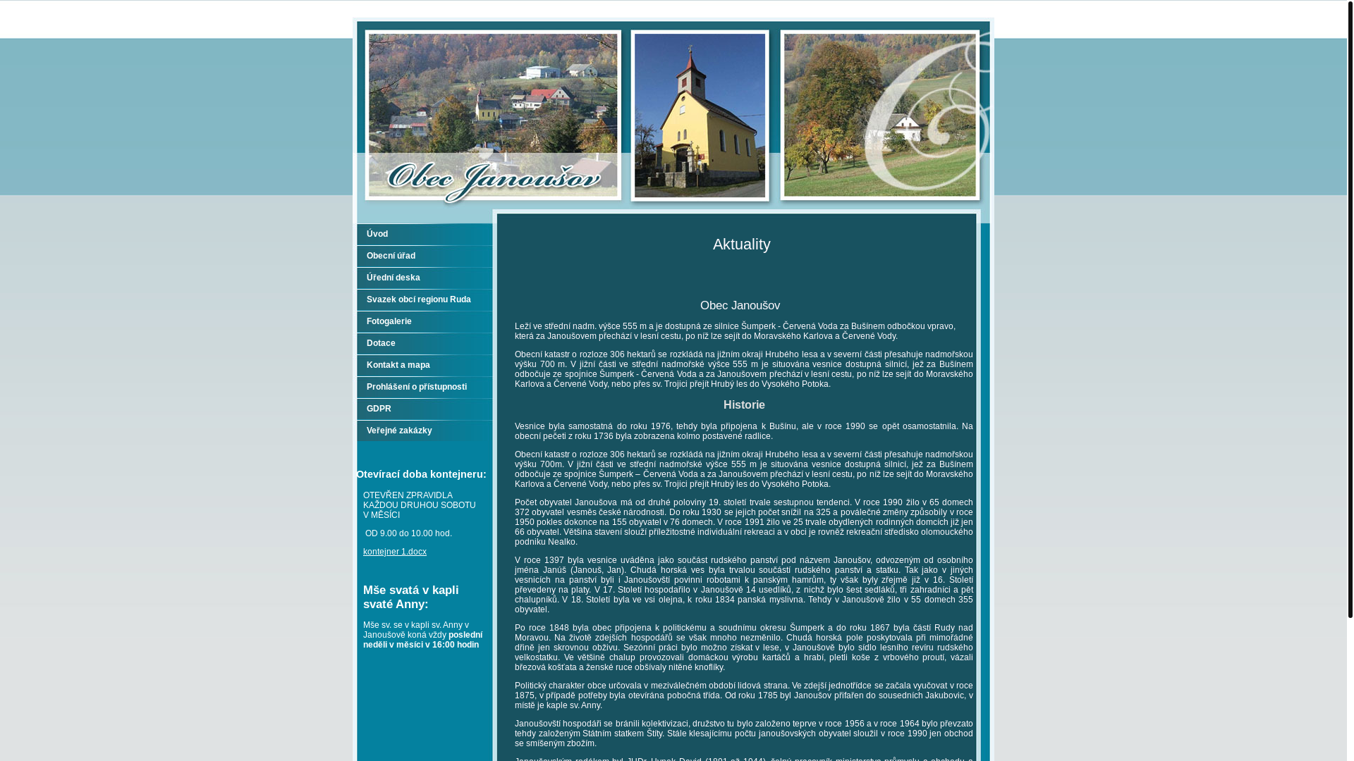 website screenshot of https://obecjanousov.cz/