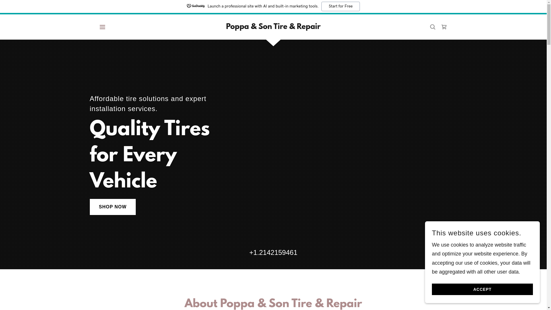 website screenshot of https://poppasontirerepair.com/