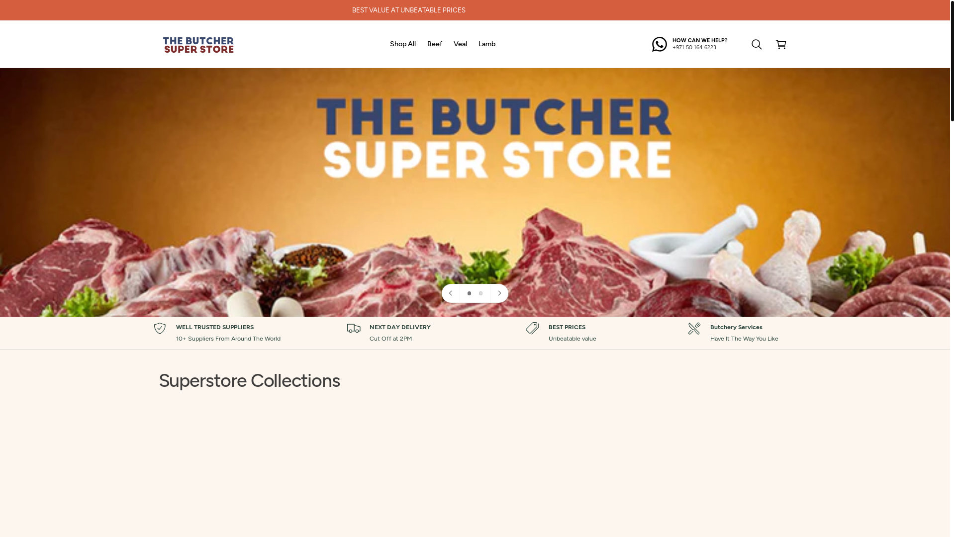 website screenshot of https://butchersuperstore.ae/