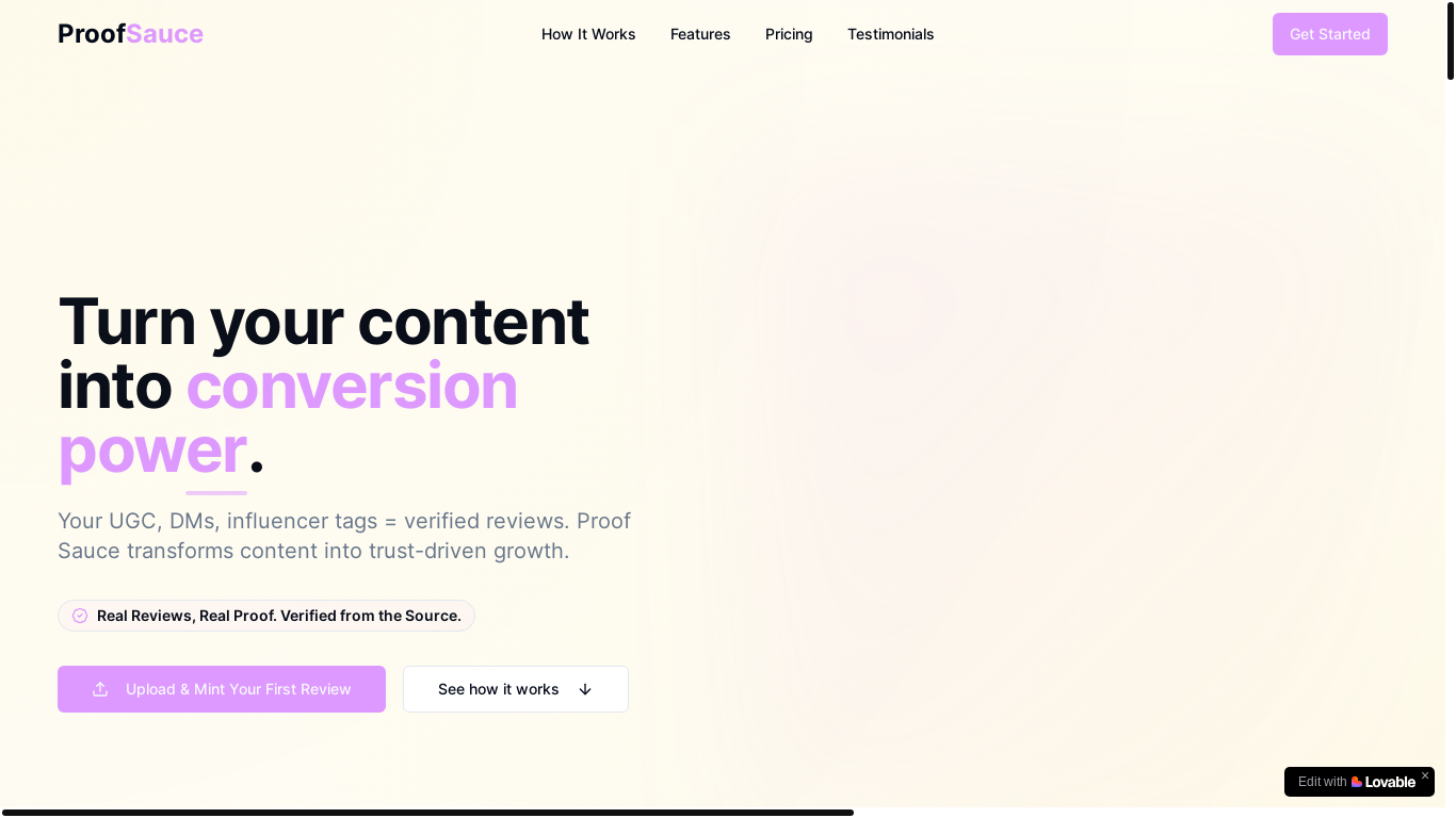 website screenshot of https://proofsauce.ai/