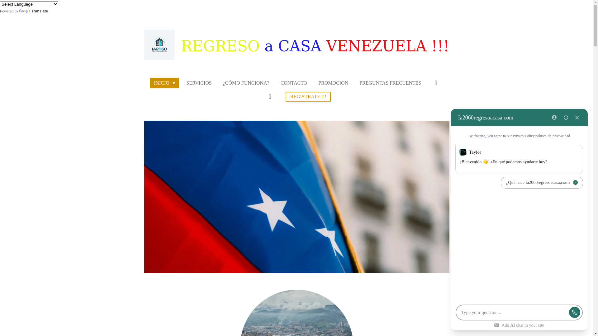 website screenshot of https://ia2060regresoacasa.com/