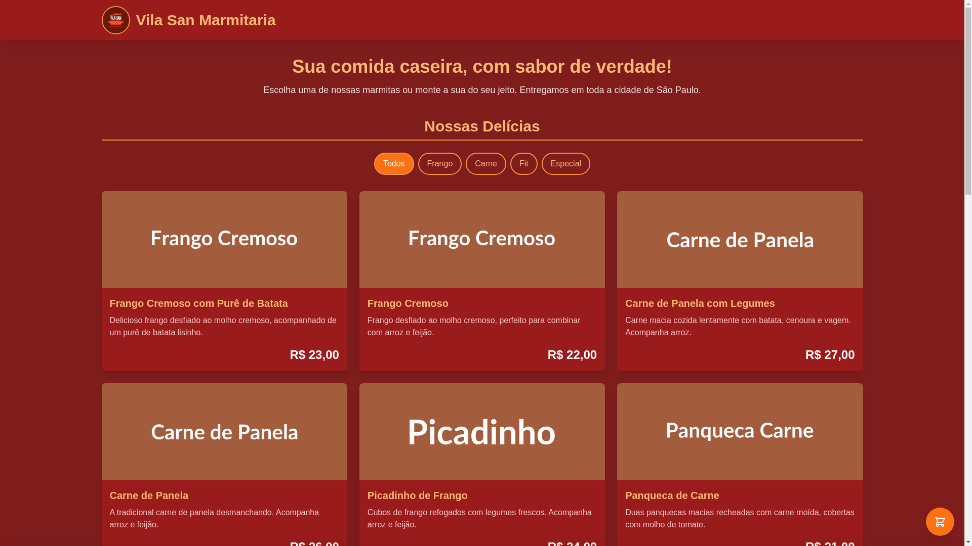 website screenshot of https://vilasanmarmitaria.store/