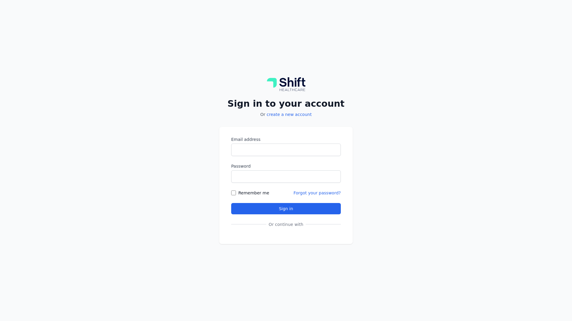 website screenshot of https://shift-healthcare-portal.pages.dev/