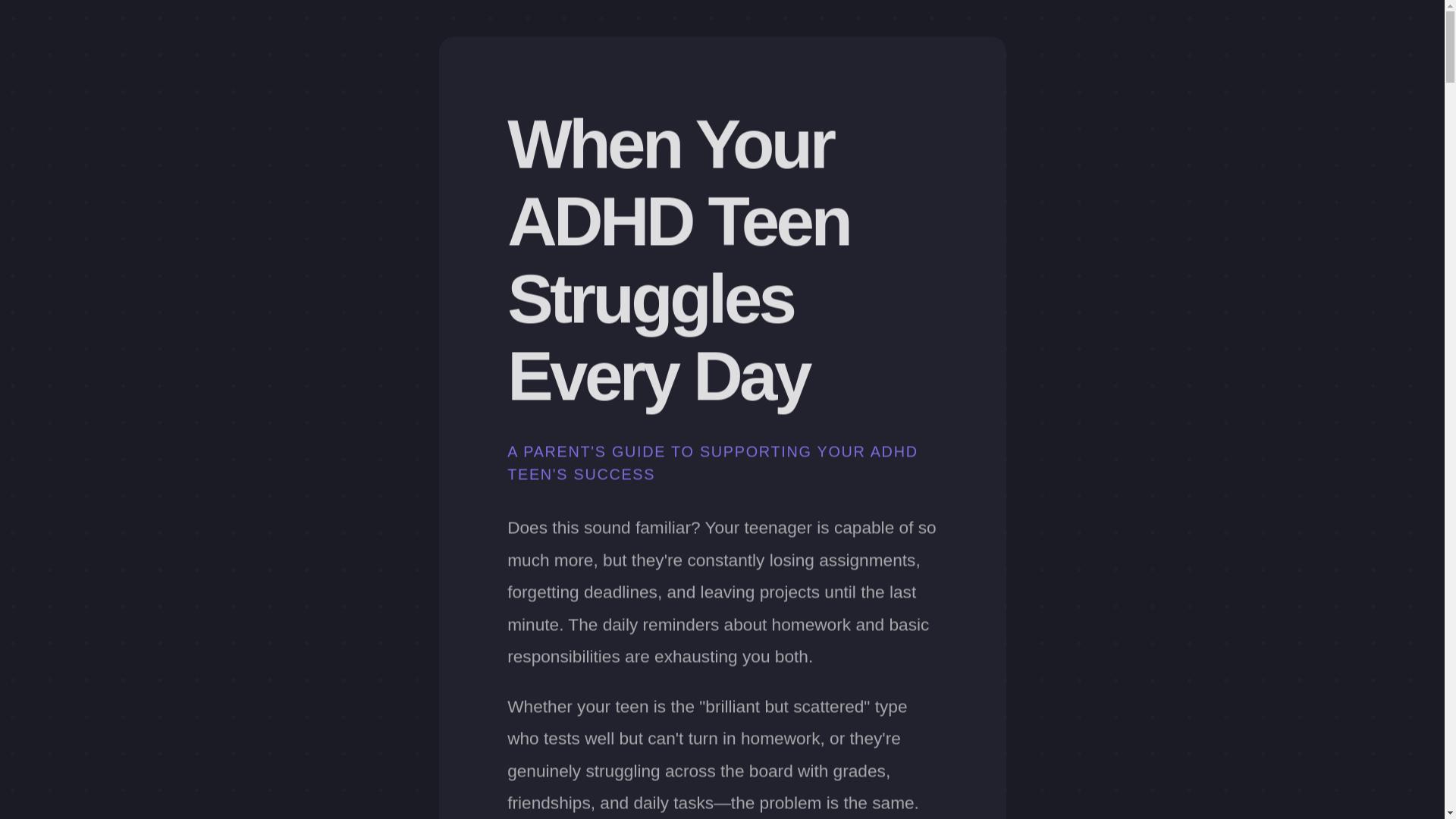 website screenshot of https://adhdteensuccess.com/