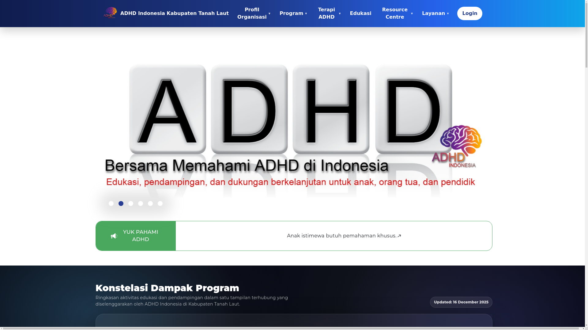 website screenshot of https://adhdtanahlaut.org/