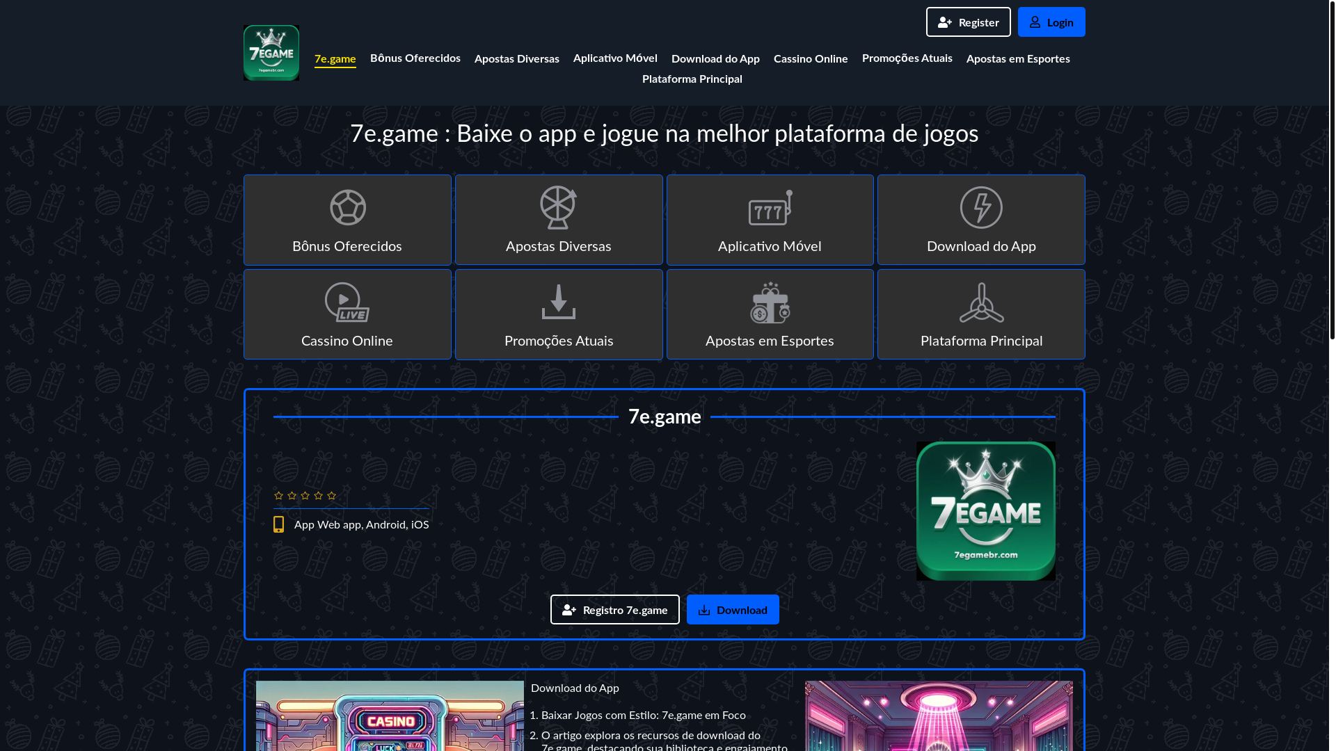 website screenshot of https://7egamebr.com/