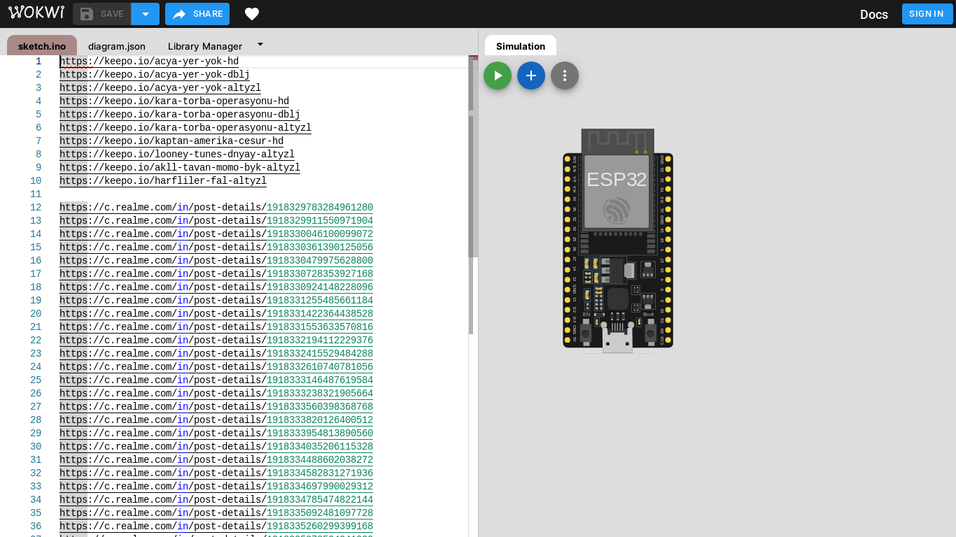 website screenshot of https://wokwi.com/projects/429857113873510401