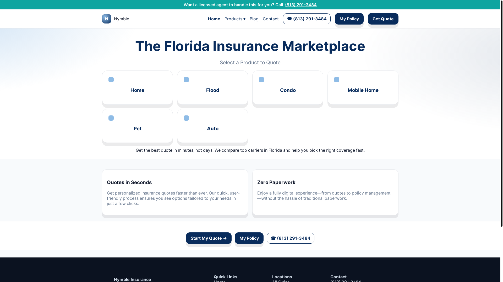 website screenshot of https://nymble-insurance.pages.dev/