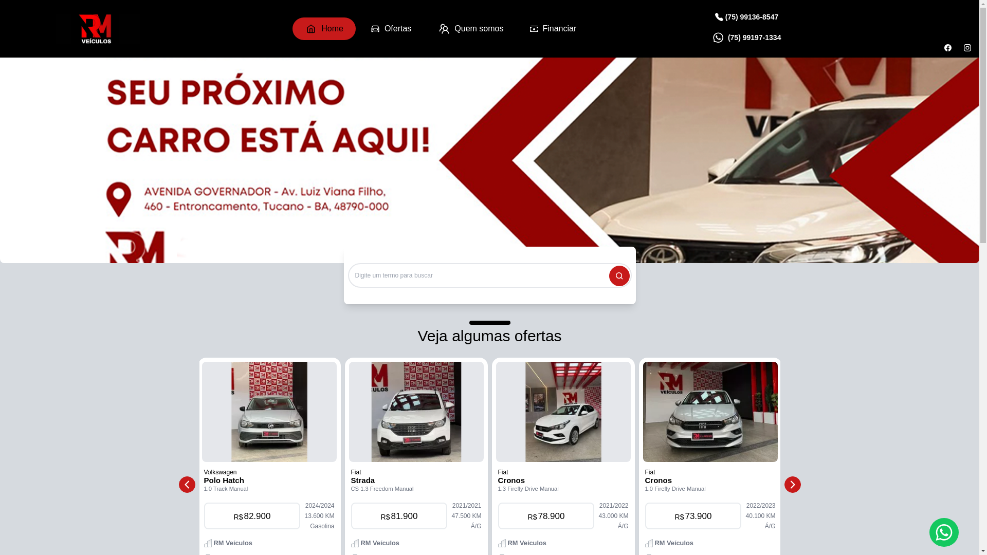 website screenshot of https://rmveiculosba.com.br/