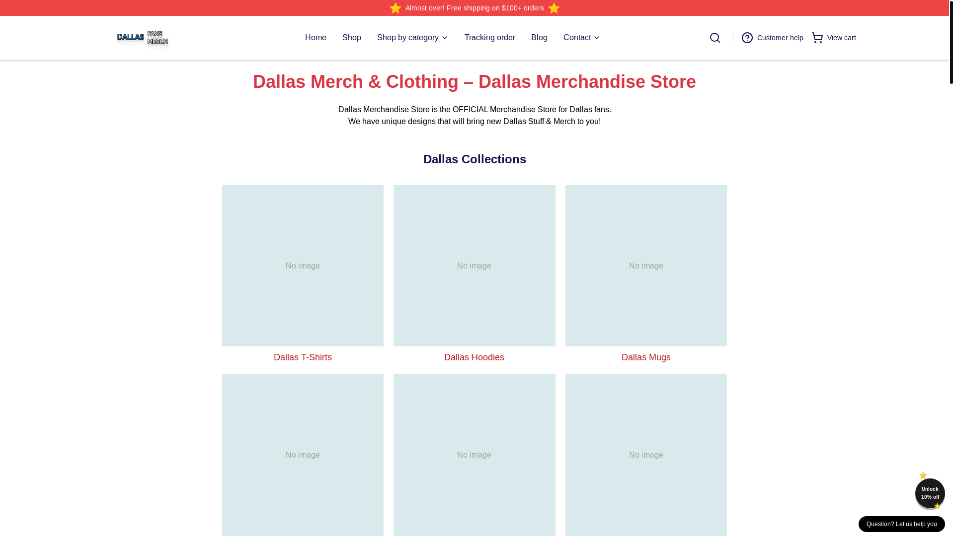 website screenshot of https://dallasmerch.shop/