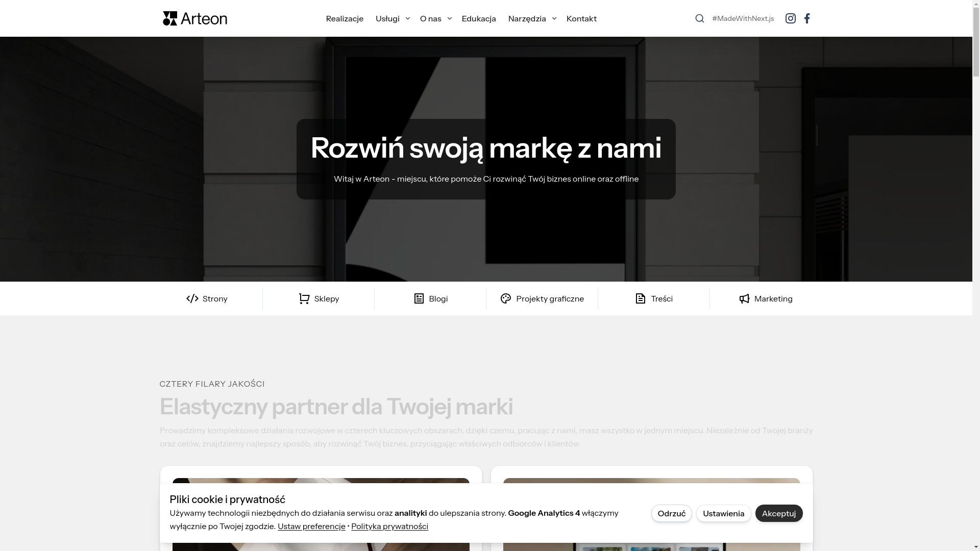 website screenshot of https://www.arteonagency.pl