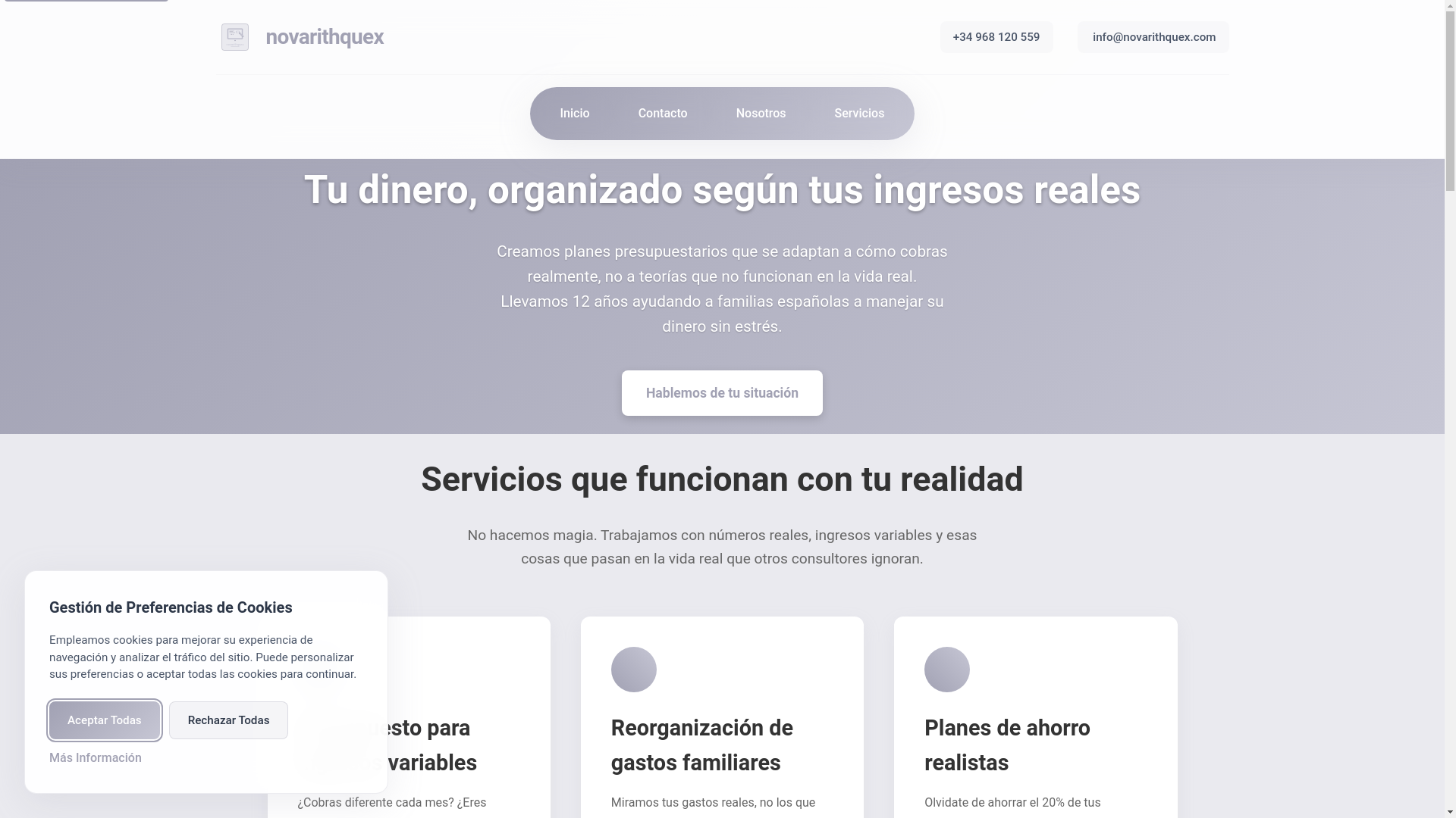 website screenshot of https://novarithquex.com/