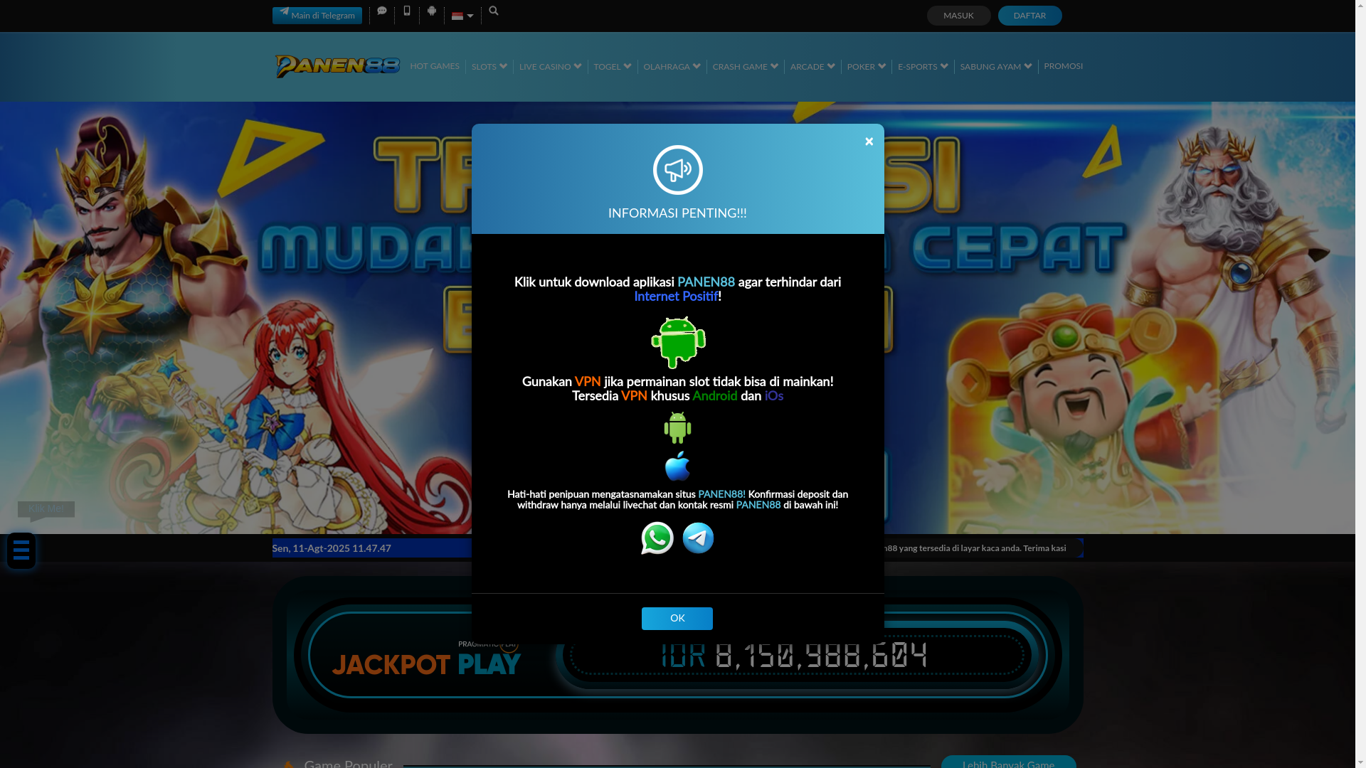 website screenshot of https://panen88pemberani.top/