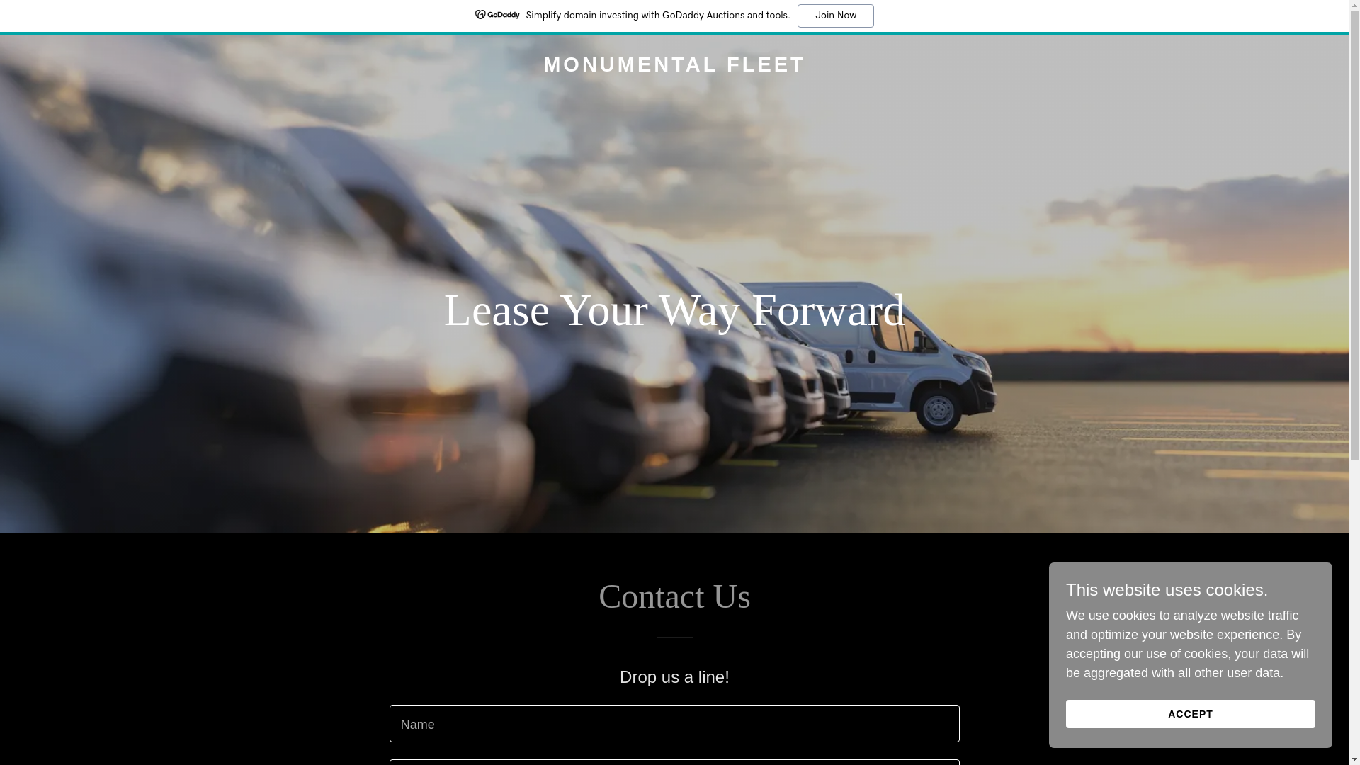 website screenshot of https://monumentalfleet.com/