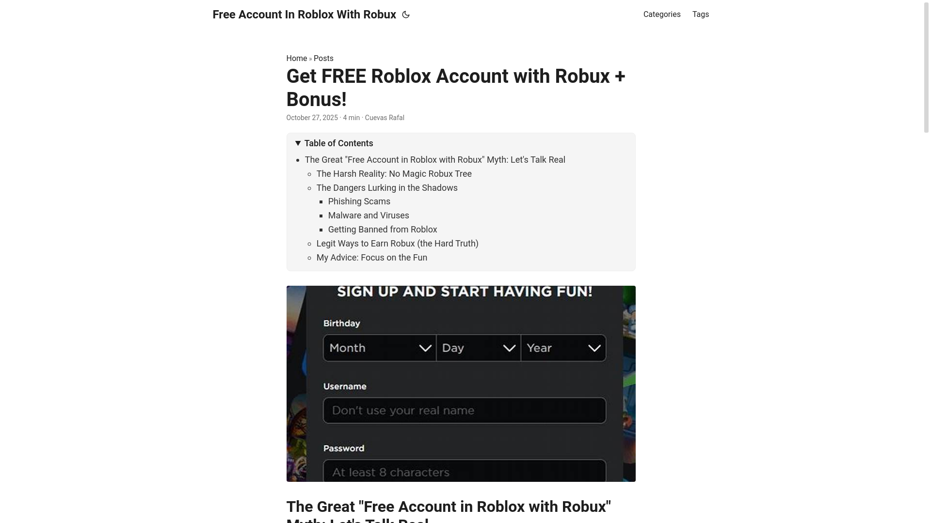 website screenshot of https://free-account-in-roblox-with-robux.pages.dev/