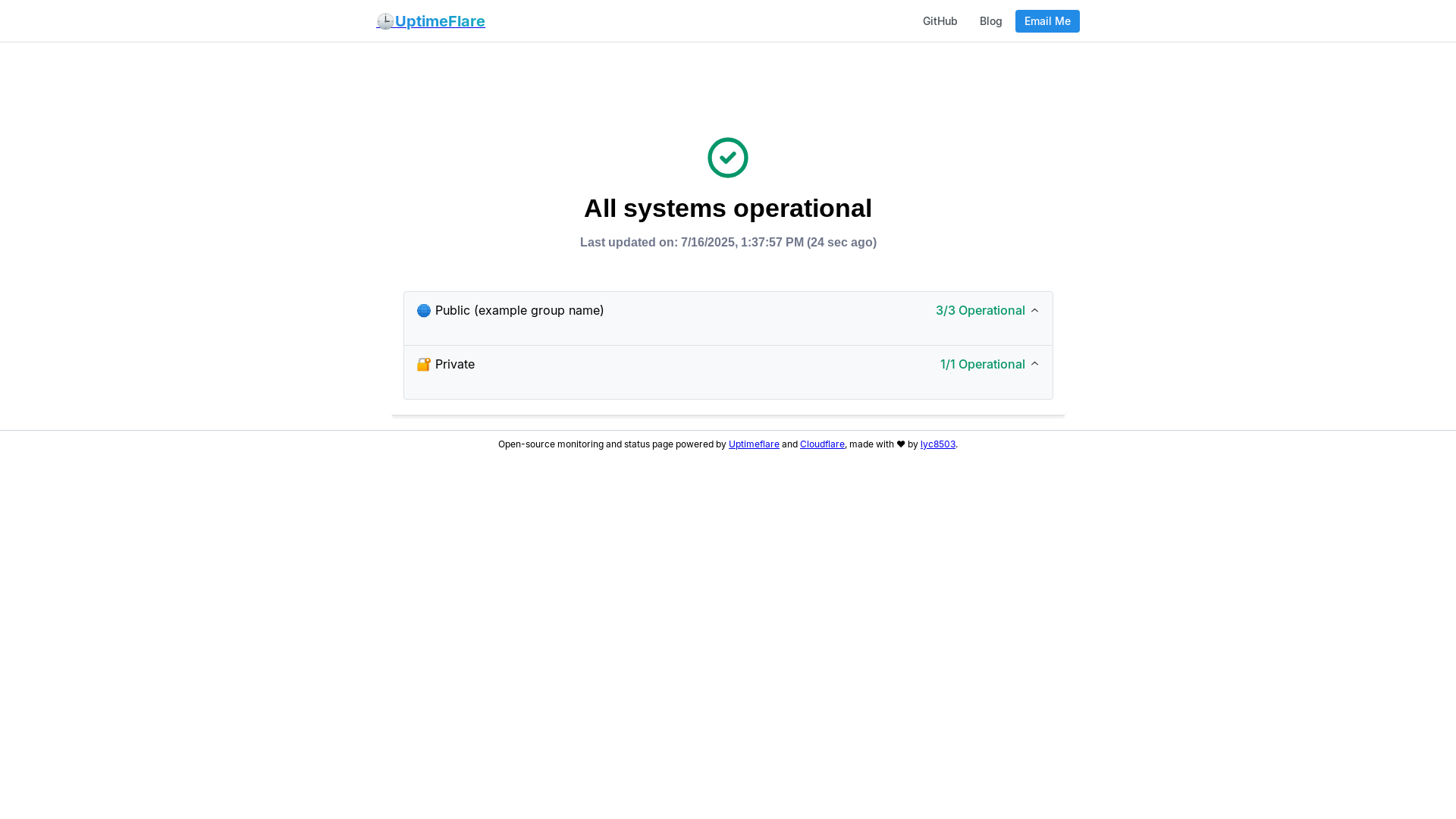 website screenshot of https://uptimeflare-o1r.pages.dev/