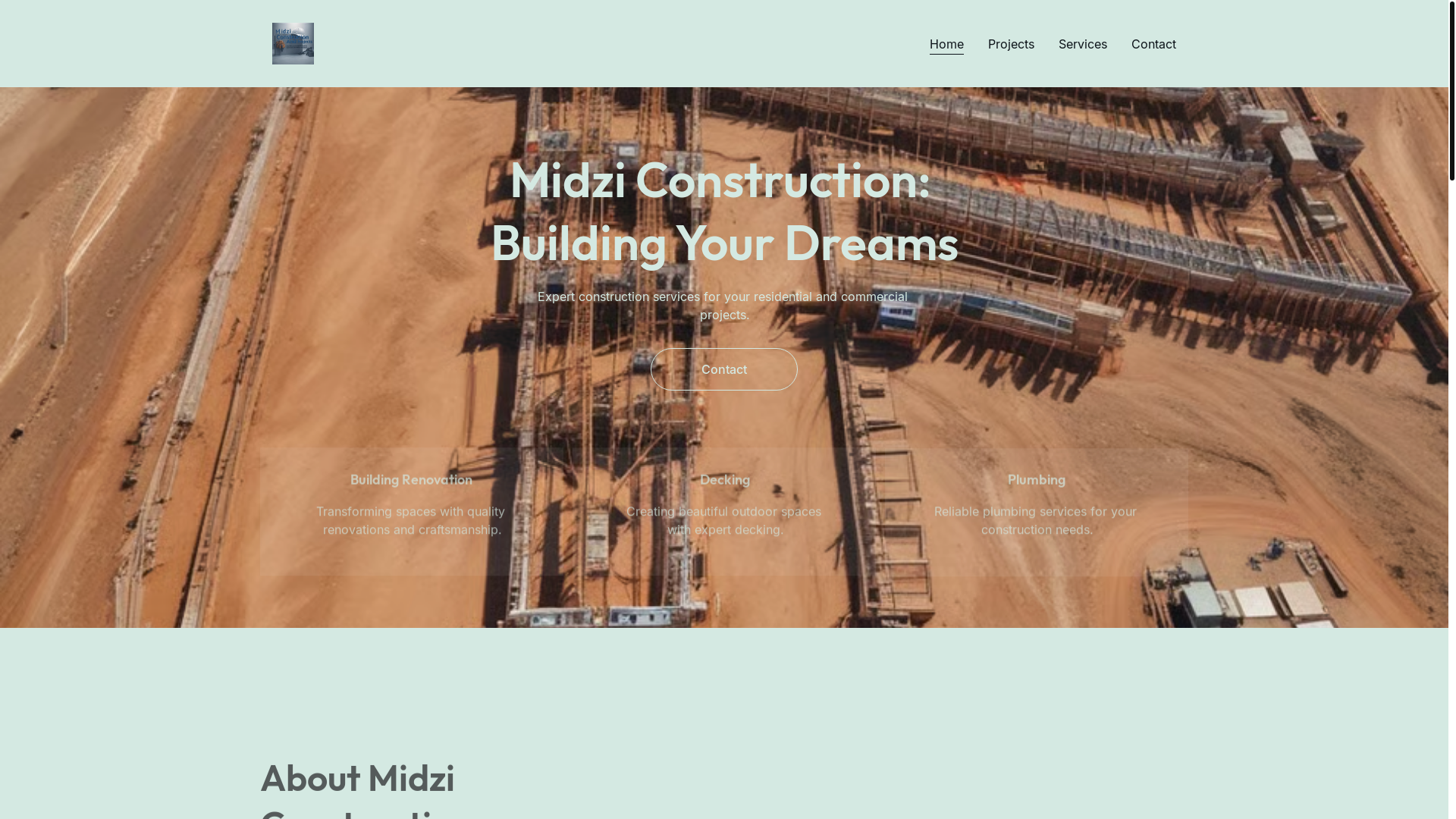 website screenshot of https://midziconstructionandprojects.com/