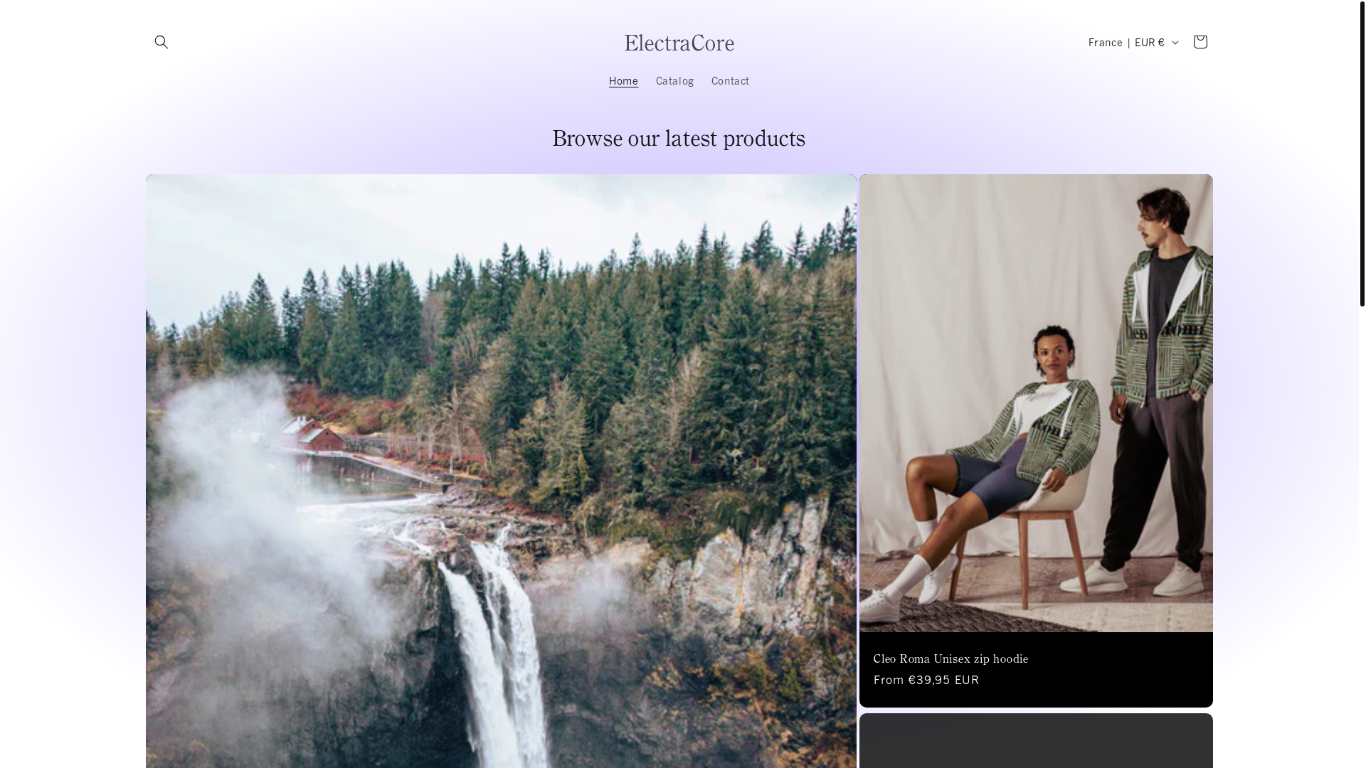 website screenshot of https://electracore.shop/