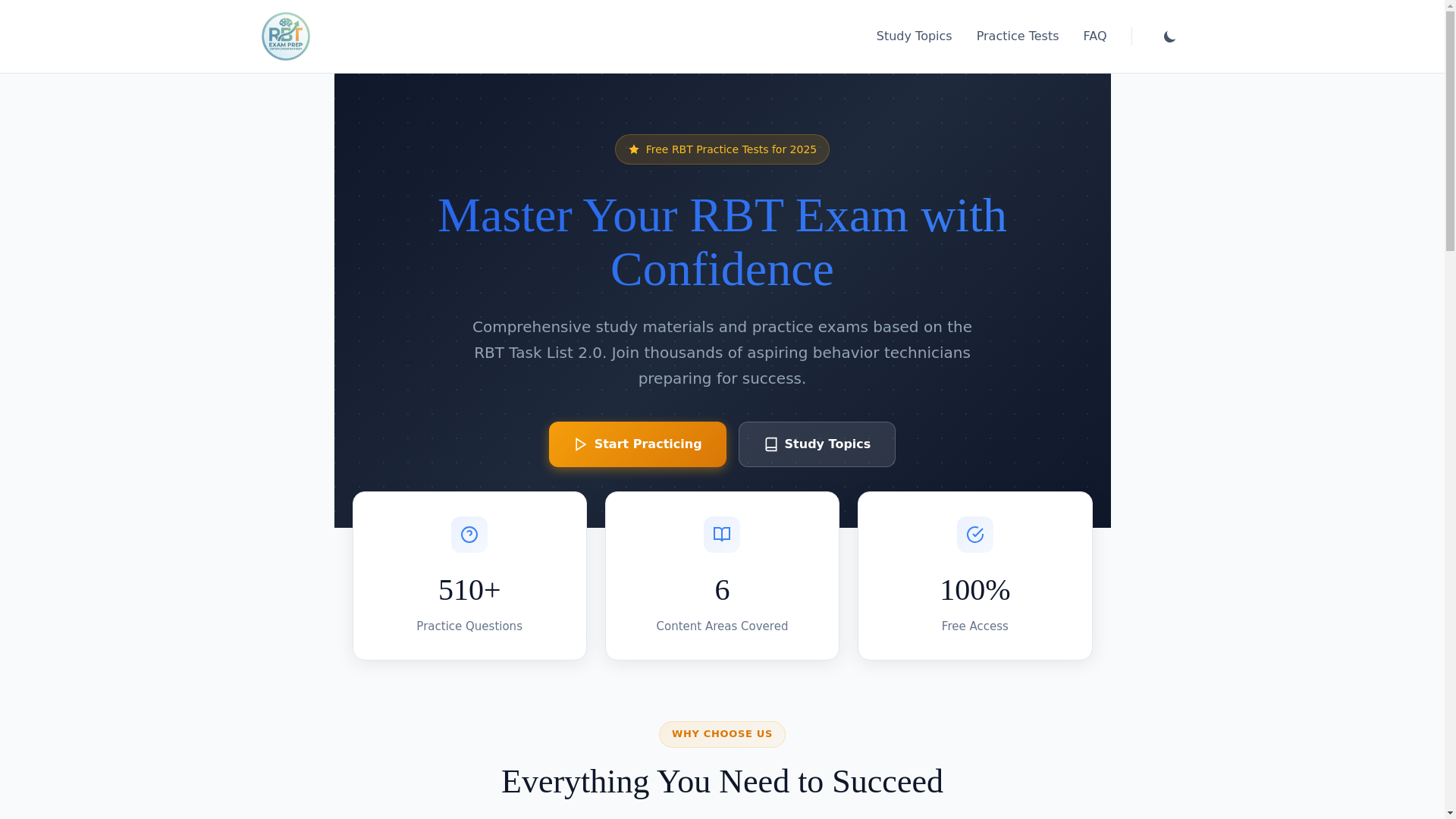 website screenshot of https://rbtexampractice.org/